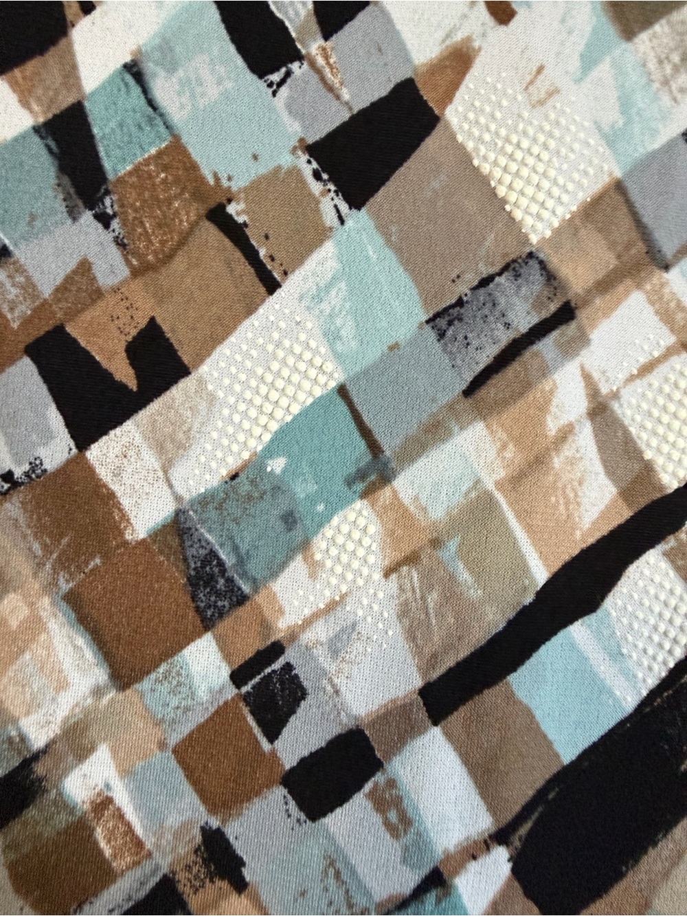 Espresso Geometric A-Line Midi Skirt in Black, Brown & Light Blue - Picture 2 of 4